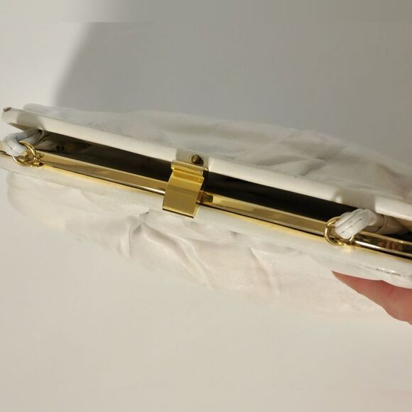 Empire Orr Vintage White Gold Leather Clutch Bag - Picture 4 of 7